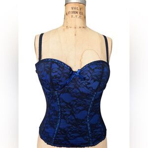 Seven Til Midnight Sweetie Midnight Blue Lace Corset Top Size M